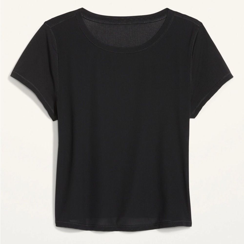 🆕 Cropped Mesh Short-Sleeve Top - Jet Black